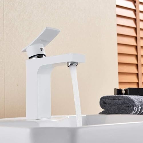 HXFFXHF Aclips Badezimmer Wasserhahn Becken weiß Waschbecken Mixer Wasserhahn Griffe mit einem Loch Armaturen Waschbecken Wasserhahn von HXFFXHF