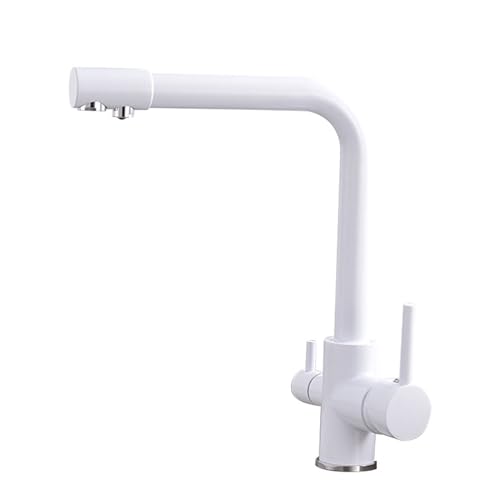 HXFFXHF Aclips Lavel Taps Küchenarmatur 3-Wege-Küchenarmatur Messing 2 Griffe Kaltrotation Heiß Rotierende Mischbatterie Küche von HXFFXHF