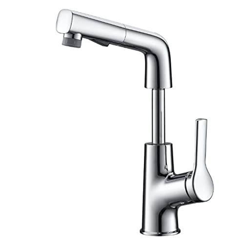 HXFFXHF Bassin Wasserhahn mit ausziehbarem Spray Chrom Messing versenkbare heiße und kalte Badezimmer Waschbecken Wasserhahn von HXFFXHF