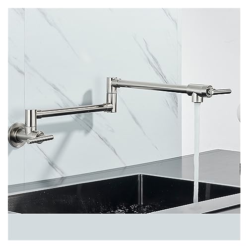 HXFFXHF Chrom Nickel schwarz Messing Topf Füllstoff Wand montiert Küchenarmatur kalt ein einzelnes Loch Wasserhahn drehen Faltspritze von HXFFXHF
