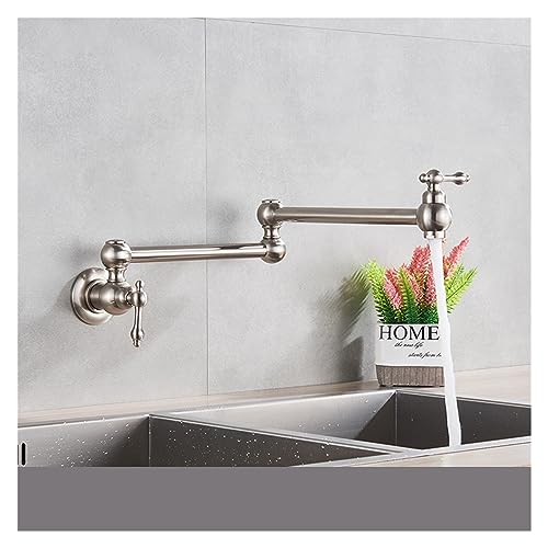 HXFFXHF Chrom Nickel schwarz Messing Topf Füllstoff Wand montiert Küchenarmatur kalt ein einzelnes Loch Wasserhahn drehen Faltspritze von HXFFXHF