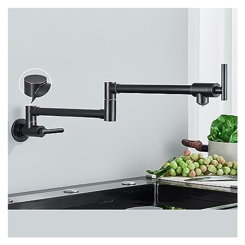 HXFFXHF Chrom Nickel schwarz Messing Topf Füllstoff Wand montiert Küchenarmatur kalt ein einzelnes Loch Wasserhahn drehen Faltspritze von HXFFXHF