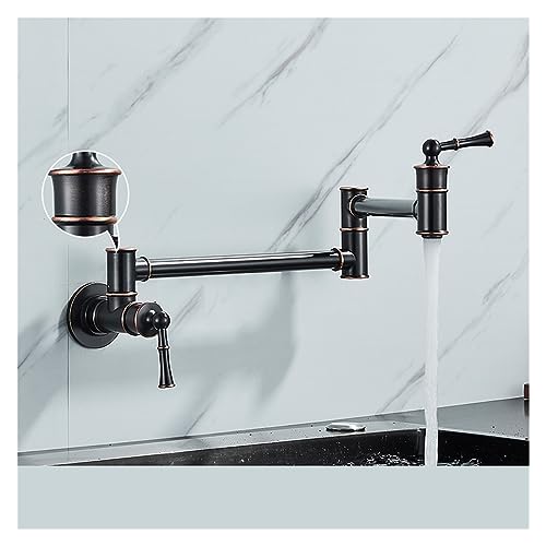 HXFFXHF Chrom Nickel schwarz Messing Topf Füllstoff Wand montiert Küchenarmatur kalt ein einzelnes Loch Wasserhahn drehen Faltspritze von HXFFXHF