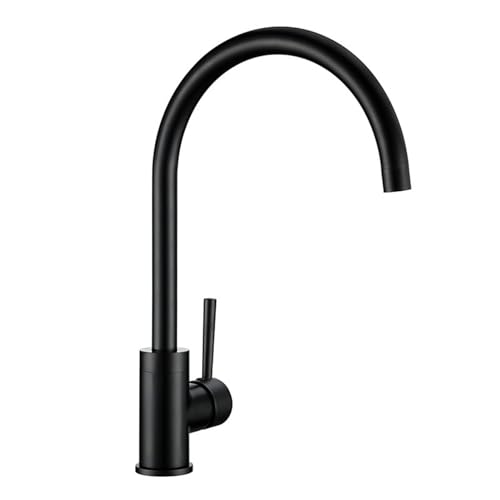 HXFFXHF Einfacher kupfermattschwarzer Küchenhahnkupferdeck -Wasserhahn mit einem Griff und kaltem Wasserhahn von HXFFXHF