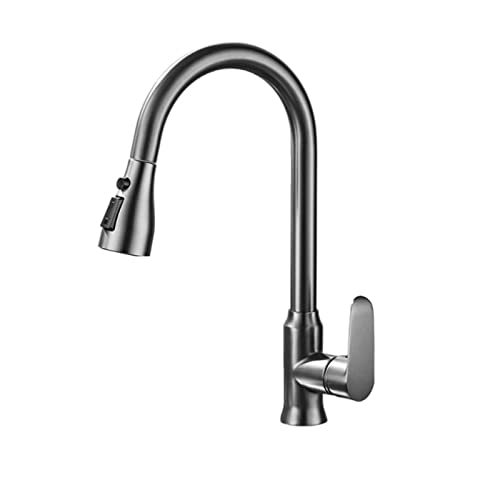 HXFFXHF Gebürstete Nickelküche Wasserhähne ein Loch ausziehen Spout Küchenspüle Mixer Tap Stream Sprayer Head Chrom/Mixer Tap 9906 (matt schwarz) von HXFFXHF