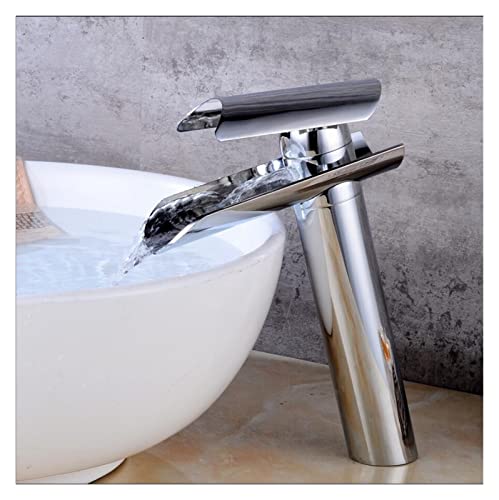 HXFFXHF Gebürsteter Nickel Wasserfall Wasserhahnen Badezimmer Becken Mischer Wasserhahn mit heißen und kalten Wasserhahn von HXFFXHF