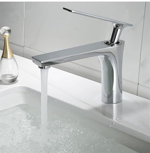 HXFFXHF Gebürstetes Gold Kupfer Bad Waschbecken Wasserhahn Kalt- und Warmwassermischer Waschbecken Wasserhahn Deck montiert schwarz/chrometap von HXFFXHF