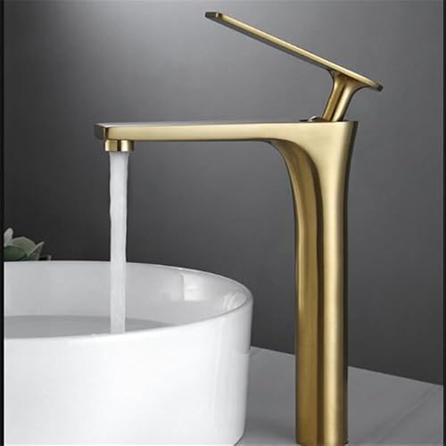 HXFFXHF Gebürstetes Gold Kupfer Bad Waschbecken Wasserhahn Kalt- und Warmwassermischer Waschbecken Wasserhahn Deck montiert schwarz/chrometap von HXFFXHF