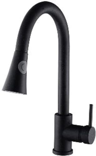 HXFFXHF Küchenarmatur mit Pulldown-Sprühgerät, ein Griff heißer und kalter Wassermixer mit 2 Ausgabemodi, 360 ° rotierende Küchenspüle Wasserhahn, Pulldown-Sprühgerät-Küchenarmatur-Schwarz (schwarz) von HXFFXHF