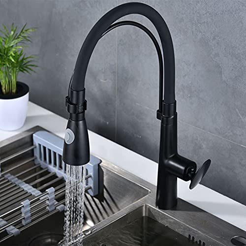 HXFFXHF Küchenspüle Wasserhahn für Barfarmhaus kommerziell, schwarze Messing-Küchenarmaturen, Abzugsunterstützung 360 Drehen Küchenknopf zum Waschbeckenmixer (Chrom, mit Schlauchgröße 9-16) von HXFFXHF