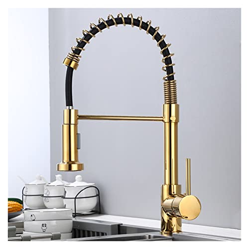 HXFFXHF Mattschwarzer Küchenspüle Wasserhahn Pull Down Küchenarmette Eingriff Mixer Tap 360 Rotation Torneira Cozinha Mixer Tap (schwarz) von HXFFXHF