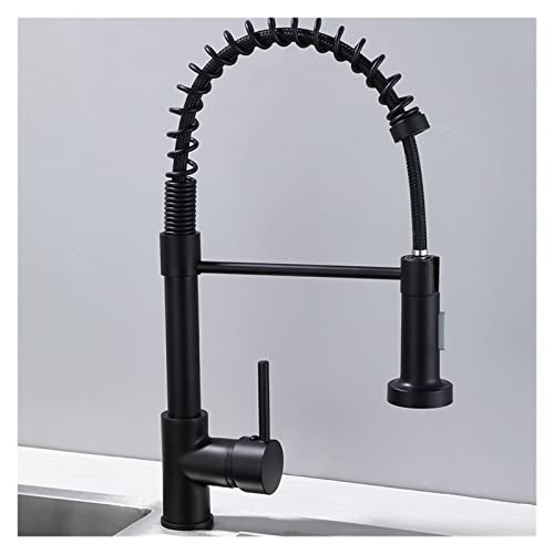 HXFFXHF Mattschwarzer Küchenspüle Wasserhahn Pull Down Küchenarmette Eingriff Mixer Tap 360 Rotation Torneira Cozinha Mixer Tap (schwarz) von HXFFXHF