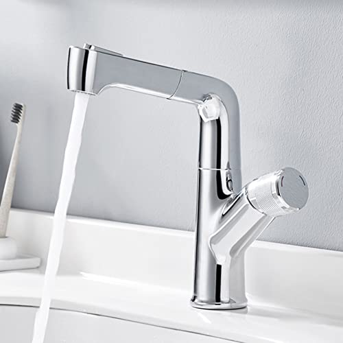HXFFXHF Ziehen Sie das Bad Mischerbecken aus Wasserhahn Wasserhahn Teleskopisch heiß und kalt rotierende Waschbecken Armaturen - schwarz (blanc) von HXFFXHF
