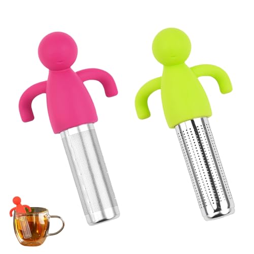 2 Stück Teesieb Lustige Teefilters aus Edelstahl mit Silikon Griffen Teeei für Losen Tee für Filtern oder Einweichen von Tee von HXHWKEN