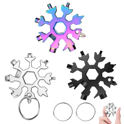 3 Pack 18 in 1 Schneeflocken Multitool Edelstahl Schneeflocke Multitool Schneeflocke Werkzeug für Reisen Im Freien, Camping Und Abenteuer von HXHWKEN