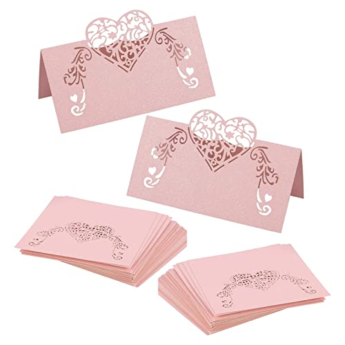 50 Stück Tischkarten Herzförmige Hohle Tischkarte Tischnummer Name Platzkarten für Hochzeit Feier Feste Tischdeko (Rosa) von HXHWKEN