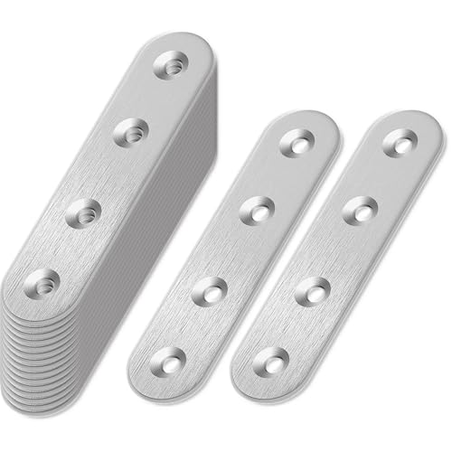 HXJDAM 20 Stück Lochplatte, Flachverbinder Edelstahl, Holzverbinder Metall (77x16x2mm), Verbindungsblech, Lochblech, Flacheisen Gelocht, Verbinder von HXJDAM