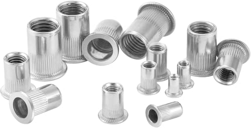 HXJDAM 30 Stück Nietmuttern M6 Edelstahl, Blindnietmuttern, Senkkopf-Nietmuttern, Flachkopf Nietmuttern, Befestigung für Metall,Stahl,Glasfaser,Kunststoff von HXJDAM