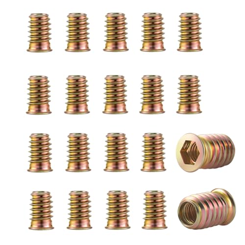 HXJDAM 40 Stück Einschraubmutter M6x10mm, Gewindeeinsatz Holz, Verzinkte Einschraubmuttern M6 Einschraubmuffen, Innensechskant Gewindehülse, Einschraubgewinde Muttern für Holzmöbel von HXJDAM
