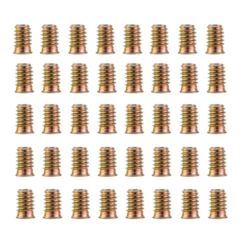 HXJDAM 40 Stück Einschraubmutter M6x15mm, Gewindeeinsatz Holz, Verzinkte Einschraubmuttern M6 Einschraubmuffen, Innensechskant Gewindehülse, Einschraubgewinde Muttern für Holzmöbel von HXJDAM