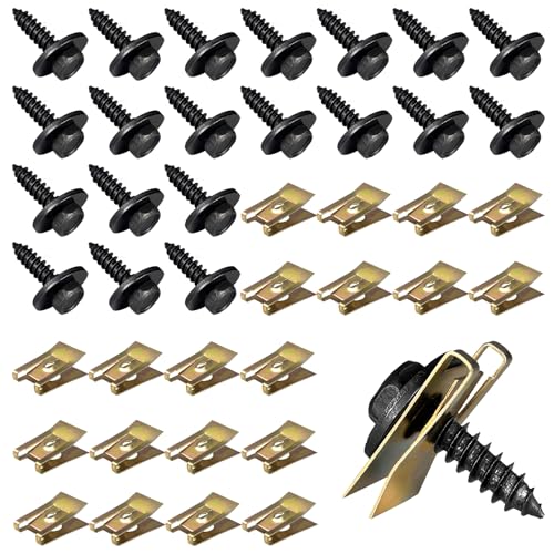HXJDAM 60 Sätze Blechmutter Schraube Mutter Clip Kit umfassen 60 Feder Blechnmutter und 60 U Typ Karosserieschrauben,Kotflügelclip Blechmuttern Befestigung Clips für Auto von HXJDAM