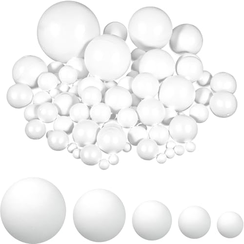 HXJDAM 75 Stück Styroporkugeln, Styroporbälle Polystyrol-Ball Weiß, Styroporkugeln zum Basteln, Kunstdeko, Heimwerk, Handwerk(5 Größen: 15 je für 2cm, 2.5cm, 3cm, 4cm und 5cm) von HXJDAM