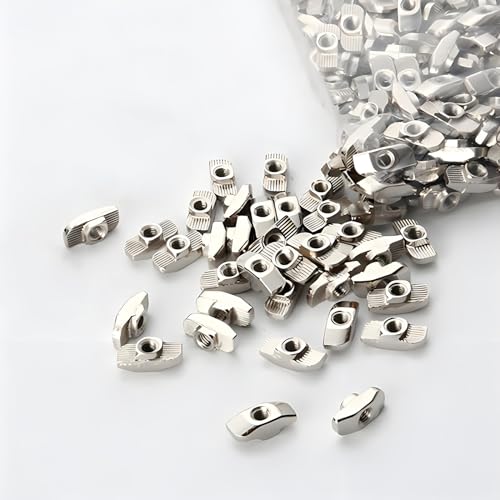 HXJDAM Nutensteine 120 Stück Hammerkopfmutter 8mm Nut 8 M8, Stahl verzinkt, M8 Gewinde T-Slot Nutmuttern Kohlenstoffstahl Hammermutter für Aluminiumprofil-Extrusionsschlitz (EU40-M8 x20x10) von HXJDAM