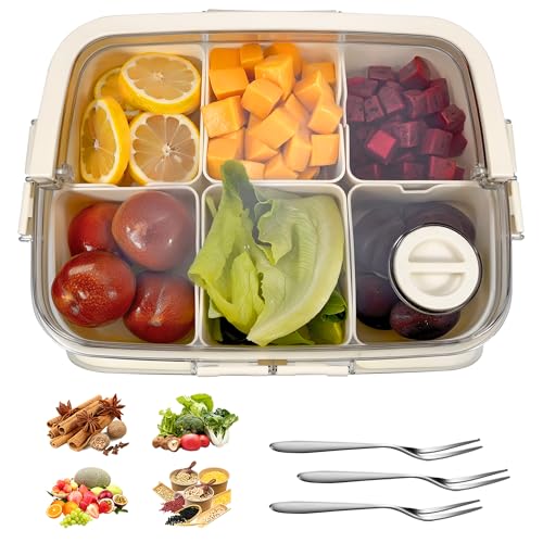 HXJDAM Snackbox mit Fächern, Snackschale mit Deckel, Kunststoff Unterteilung Snackbox Organizer, Snack box mit Deckel, Snackteller mit Fächern für SüßIgkeiten Candy Veggie Keks Nüsse Obst (6 Kisten) HXJDAM Snackbox mit Fächern, Snackschale mit Deckel, Kunststoff Unterteilung Snackbox Organizer, Snack box mit Deckel, Snackteller mit Fächern für SüßIgkeiten Candy Veggie Keks Nüsse Obst (6 Kisten) von HXJDAM