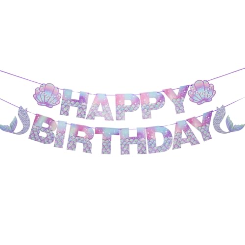 HXJFGDM Meerjungfrau Geburtstag Deko Girlande Happy Birthday Banner Kindergeburtstag Meerjungfrau Partydekoration mit Muscheln & Mermaid Schwanz HXJFGDM Meerjungfrau Geburtstag Deko Girlande Happy Birthday Banner Kindergeburtstag Meerjungfrau Partydekoration mit Muscheln & Mermaid Schwanz von HXJFGDM
