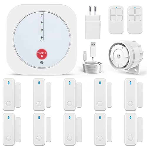 Alarmanlage Haus, 16-teiliger Set mit Wi-Fi und APP, PIR-Sensor, Tür- und Fenstersensoren, Fernbedienungen, Anwendbar auf Wohnung, Garage, Büro (5GHz und 2,4GHz WLAN),Kompatibel mit Alexa Assistent von HXLZYF