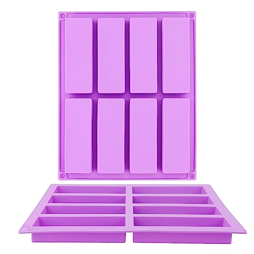 2pcs 8 Cavity Large Rectangle Granola Bar Silicone Moulds Nutrition/Cereal Bar Moulds Butter Moulds Chocolate Bar Moulds Baking Moulds Energy Bar Maker Soap Mould Pudding Moulds for Brownie Cornbread von HXMJIED