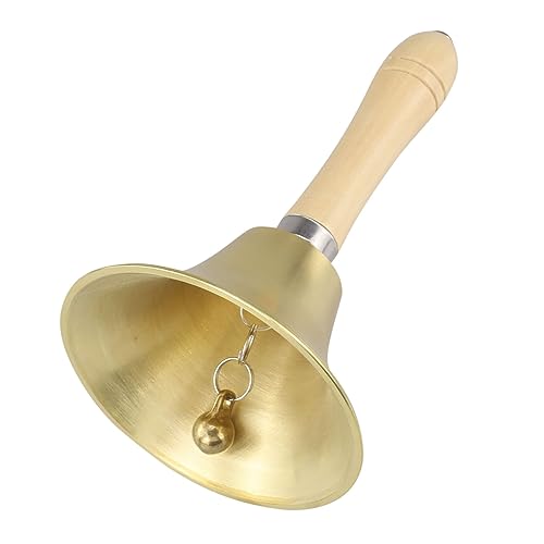 Goldene Handglocke Extra Laut Massiv mit Holzgriff, 11cm Groß Messing Rufglocke Schulhandglocken Meditationsschlitten Dekorative Schreibtischglocken für Schule, Kirche, Hotel, Weihnachten und Goldene Handglocke Extra Laut Massiv mit Holzgriff, 11cm Groß Messing Rufglocke Schulhandglocken Meditationsschlitten Dekorative Schreibtischglocken für Schule, Kirche, Hotel, Weihnachten und von HXMJIED