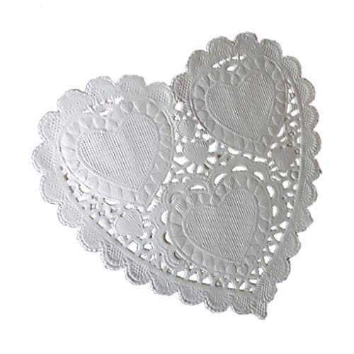 100 Stück/Set 10 cm herzförmige Papierdeckchen weiße Deckchen mit ausgehöhlten Spitzen-Untersetzern, Tischsets, Geschirr, Dekorationen für Kuchen, Desserts, Scrapbooking, hohle Herzform-Tischsets 100 Stück/Set 10 cm herzförmige Papierdeckchen weiße Deckchen mit ausgehöhlten Spitzen-Untersetzern, Tischsets, Geschirr, Dekorationen für Kuchen, Desserts, Scrapbooking, hohle Herzform-Tischsets von HXNH