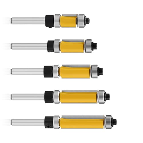 5/15 Stück 6,35 mm Lagerschablone, Fräser-Bit, gerader Schaftfräser, Trimmer, Reinigung, Bündigfräser, Werkzeug, Installation, Holzfräser, Werkzeug von HXNH