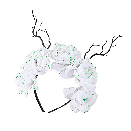 HXNH Day Of The Dead Stirnband Kostüm Rose Blume Kronen Schädel Stirnband Halloween Tiaras Und Kronen Goth Halloween von HXNH