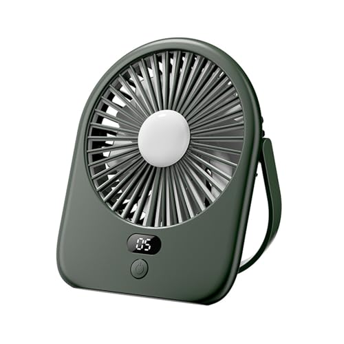 HXNH Platzsparender Schreibtischventilator, USB-wiederaufladbar, 1200 mAh Akku, LED-Licht, 5 Geschwindigkeiten, leiser Motor, einstellbarer Kühlventilator, Schreibtischkühlung, geräuscharm von HXNH