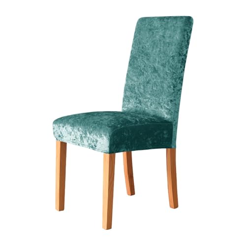 Einfarbiger Samtstuhlbezug for Stühle ohne Armlehnen, Esszimmersitzbezug, Hochzeit, Hotel, Zuhause, Stretch-Stuhlbezug for 1/2/4/6 Sitze(002,4PCS) von HXPKKX