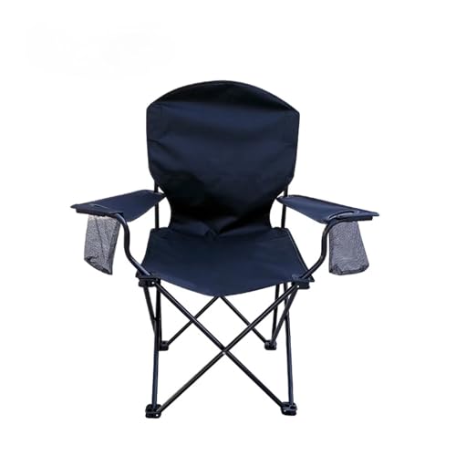 HXPKKX KANGYEBAIHUODIAN Camping und Freizeit Camping mit Rückenlehne und Armlehne, beliebter, einfacher und tragbarer Klappstrandstuhl for den Außenbereich, geeignet for Angeln(Black) von HXPKKX