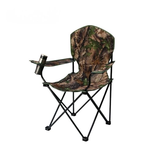 HXPKKX KANGYEBAIHUODIAN Camping und Freizeit Camping mit Rückenlehne und Armlehne, beliebter, einfacher und tragbarer Klappstrandstuhl for den Außenbereich, geeignet for Angeln(Camouflage) von HXPKKX