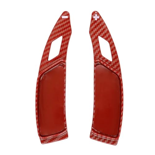 HXPKKX KANGYEBAIHUODIAN Carbon Fiber Print ABS Paddle Shift Fit for Peugeot 508 5008 308 3008 208 2008 GT SW Lenkrad Schaltwippe Getriebe Paddles DSG(Red Carbon Print) von HXPKKX
