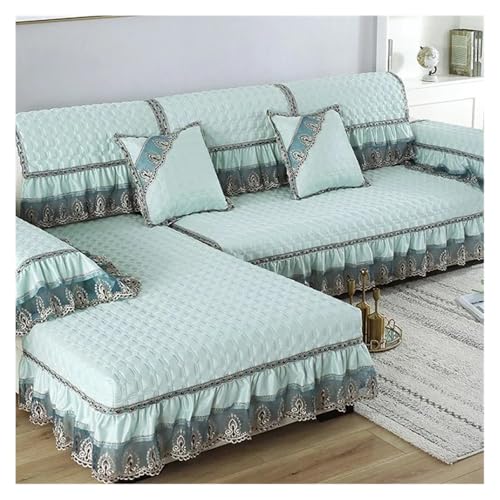 HXPKKX KANGYEBAIHUODIAN Europa Sofabezüge Passend for Wohnzimmer Schnittsofabezug Spitzendekor Ecksofabezug Handtuch Wohnmöbel Schutzhülle Passend for Sofa(Green-1 Piece,70x70cm 1pcss) von HXPKKX