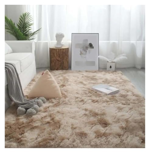 HXPKKX KANGYEBAIHUODIAN Fit for Seidenhaar Tie-Dye Teppich Plüsch Wohnzimmer Schlafzimmer Bett Decke Kissen Kissen Home(Khaki,50x80cm) von HXPKKX