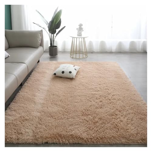 HXPKKX KANGYEBAIHUODIAN Fit for Seidenhaar Tie-Dye Teppich Plüsch Wohnzimmer Schlafzimmer Bett Decke Kissen Kissen Home(Khaki,800MMx1600MM) von HXPKKX