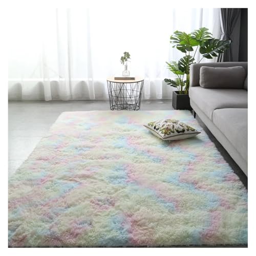 HXPKKX KANGYEBAIHUODIAN Fit for Seidenhaar Tie-Dye Teppich Plüsch Wohnzimmer Schlafzimmer Bett Decke Kissen Kissen Home(Multi,1400MMx2000MM) von HXPKKX