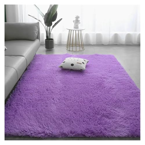 HXPKKX KANGYEBAIHUODIAN Fit for Seidenhaar Tie-Dye Teppich Plüsch Wohnzimmer Schlafzimmer Bett Decke Kissen Kissen Home(Purple,800MMx1600MM) von HXPKKX