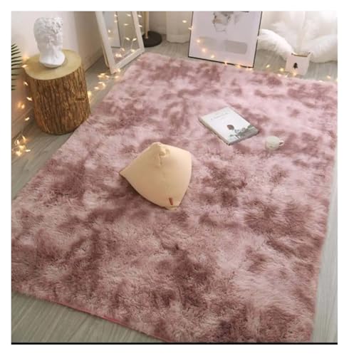 HXPKKX KANGYEBAIHUODIAN Fit for Seidenhaar Tie-Dye Teppich Plüsch Wohnzimmer Schlafzimmer Bett Decke Kissen Kissen Home(Purple Pink,50x80cm) von HXPKKX