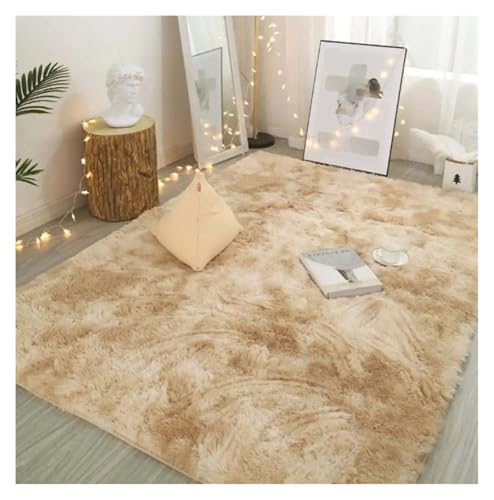 HXPKKX KANGYEBAIHUODIAN Fit for Seidenhaar Tie-Dye Teppich Plüsch Wohnzimmer Schlafzimmer Bett Decke Kissen Kissen Home(Yellow,50x80cm) von HXPKKX