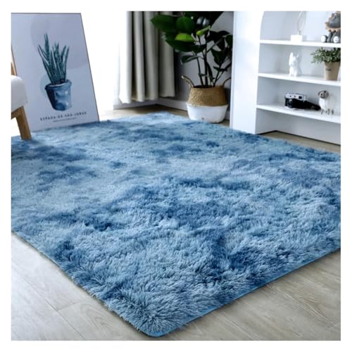 HXPKKX KANGYEBAIHUODIAN Flauschiger großer Teppich, Wohnzimmer, Plüsch, Lounge-Teppich im Schlafzimmer, Bodenmatte, weiche Samtteppiche, passend for Kinderdekoration(Blue Gradient,60x160cm) von HXPKKX