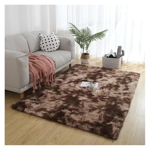HXPKKX KANGYEBAIHUODIAN Flauschiger großer Teppich, Wohnzimmer, Plüsch, Lounge-Teppich im Schlafzimmer, Bodenmatte, weiche Samtteppiche, passend for Kinderdekoration(Coffee Gradient,100x160cm) von HXPKKX