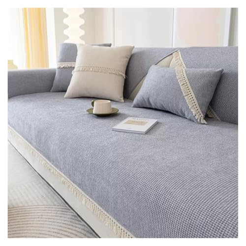 HXPKKX KANGYEBAIHUODIAN Four Seasons Universal-Sofabezug aus Chenille mit weißen Quasten, staubdicht, rutschfest, passend for das Wohnzimmer(Gray,70x70cm 1pcs) von HXPKKX